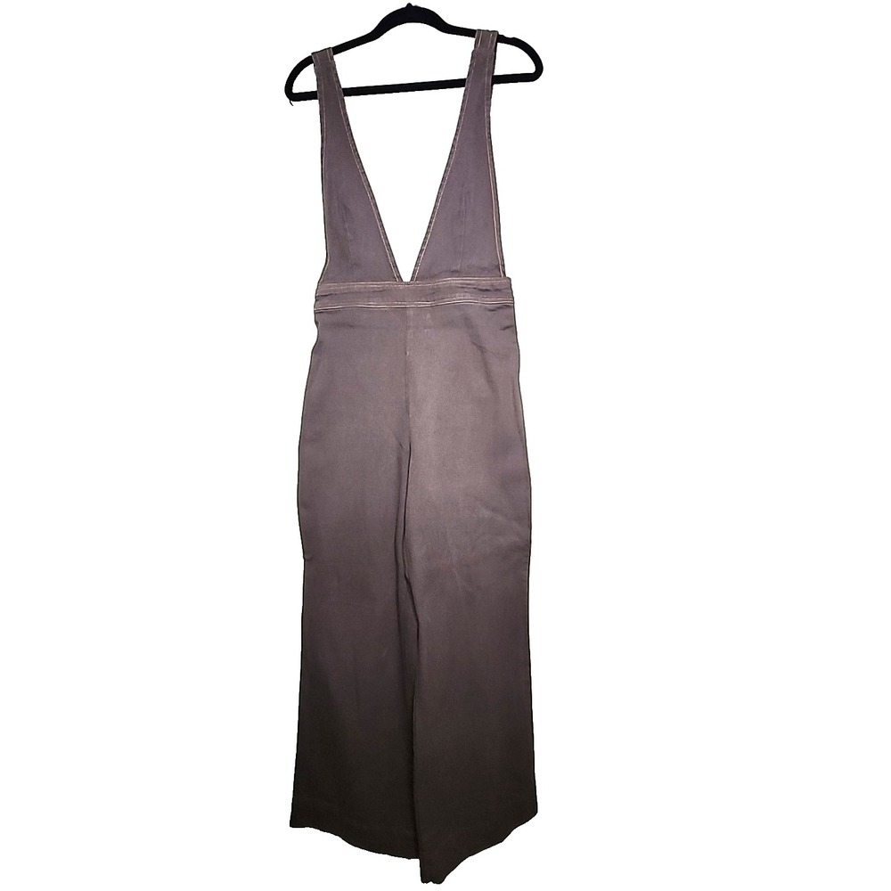Forever 21 Denim Overalls‎ M Olive Green Wide Leg Pants Boho Cottage Prairie